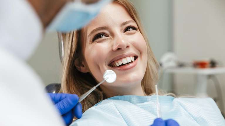 A lady undergoing cosmetic dentistry in Milwaukee, WI.